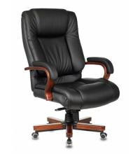 Кресло руководителя Бюрократ T-9925WALNUT/BLACK черный кожа крестовина дерево