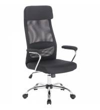 Кресло руководителя Flight EX-540, хром, ткань, сетка, черное