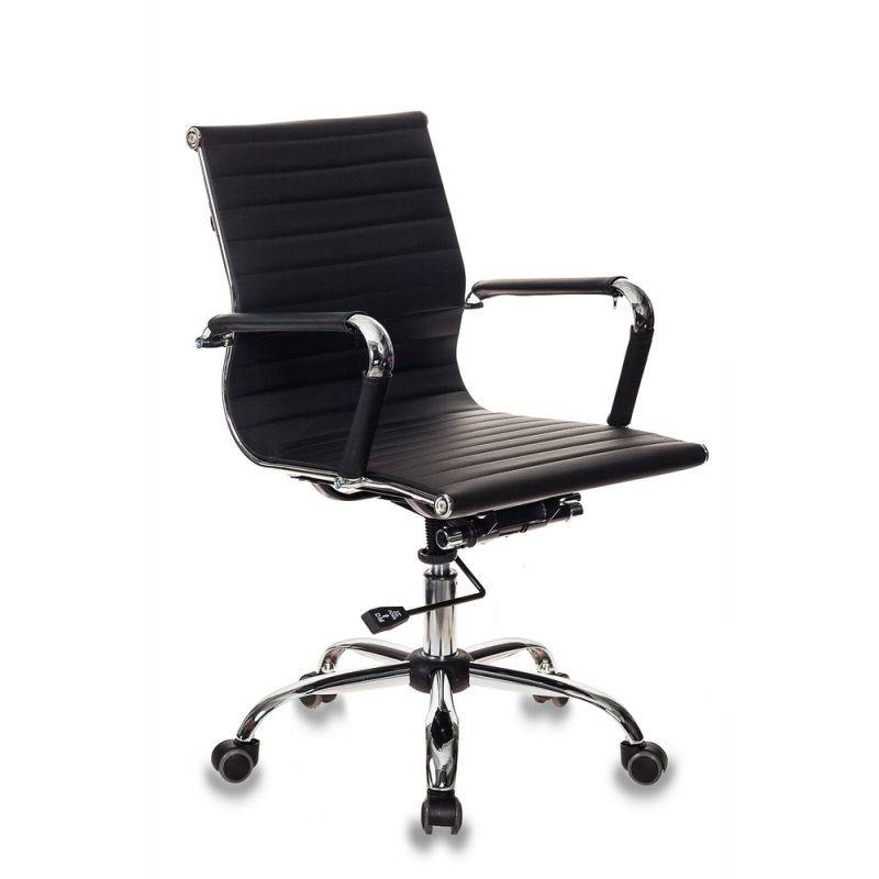 Кресло руководителя Бюрократ CH-883-LOW/BLACK низкая спинка черный искусственная кожа крестовина хром главное фото