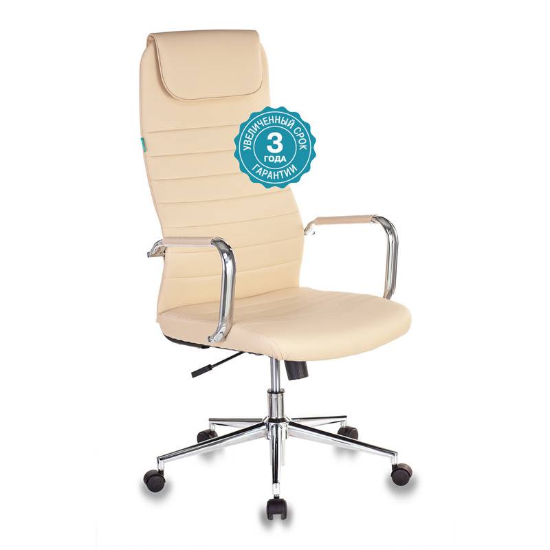 Кресло руководителя Бюрократ KB-9N/ECO/OR-12 бежевый сиденье бежевый искусственная кожа крестовина хром колеса черный главное фото