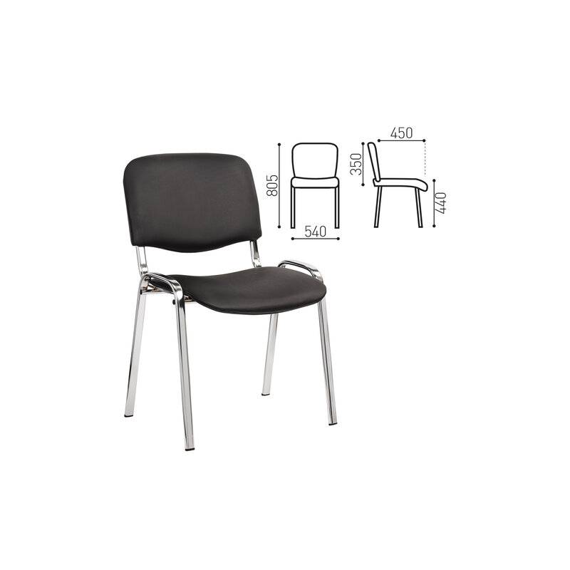 Стул для персонала и посетителей "ИЗО", хромированный каркас, кожзам черный Z-11, К3 главное фото
