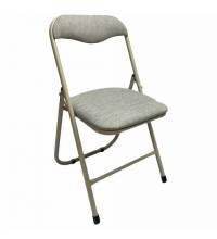 Стул складной для дома и офиса РС04, бежевый перламутровый каркас, рогожка бежевая