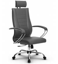 Эргономичное кресло руководителя Метта комплект 35 серая перфорированная кожа