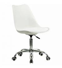 Кресло стул  "Eames MG-310 CH", хром, пластик белый, экокожа белая, 532923