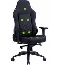 Кресло игровое Cactus с вибромассажем черный эко.кожа с подголов. крестов. черный