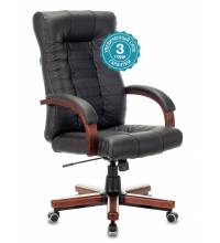 Кресло руководителя Бюрократ KB-10WALNUT/B/LEATH черный кожа крестовина дерево