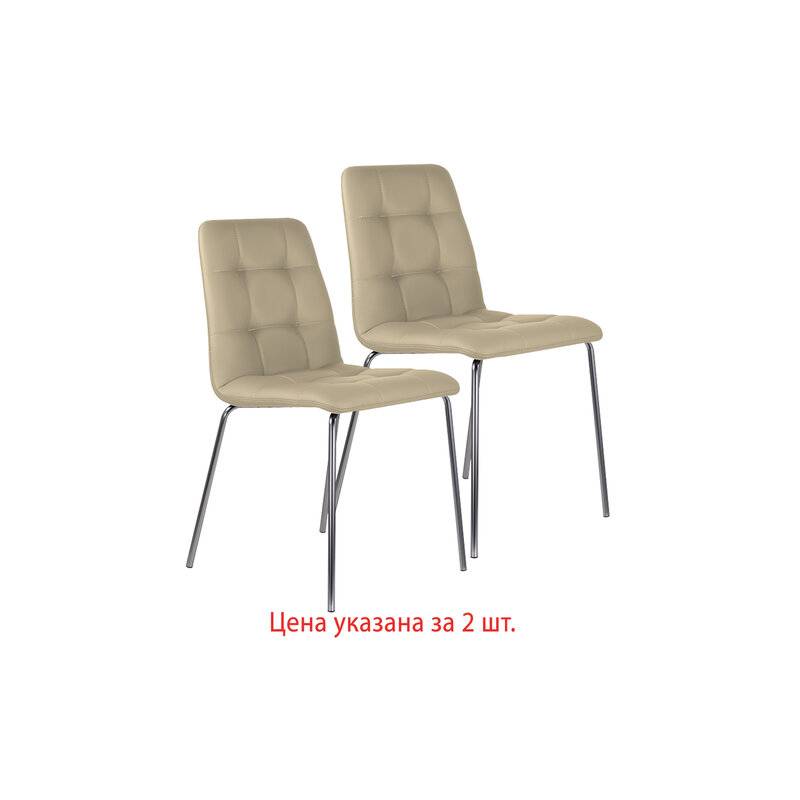 Стулья КОМПЛЕКТ 2 шт.  "Twins CF-011", хром каркас, экокожа, бежевый, 532766 главное фото