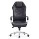 Кресло руководителя бюрократ Aura (черная кожа). Фото товара с разных ракурсов.