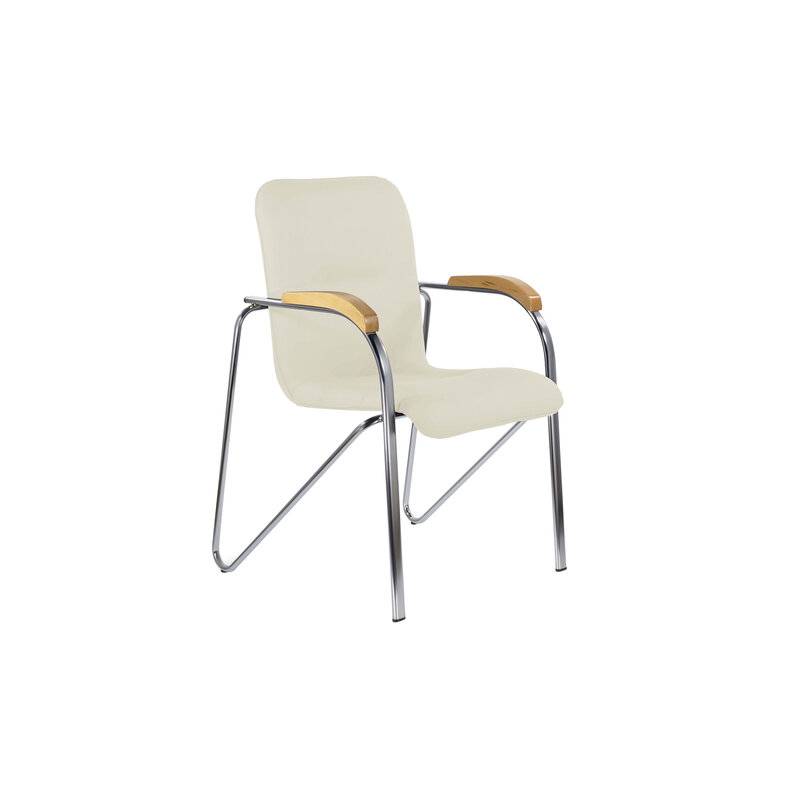 Кресло  "Samba CF-105 BOX-2", хром каркас, накладки "бук", кожзам бежевый, разобрано главное фото