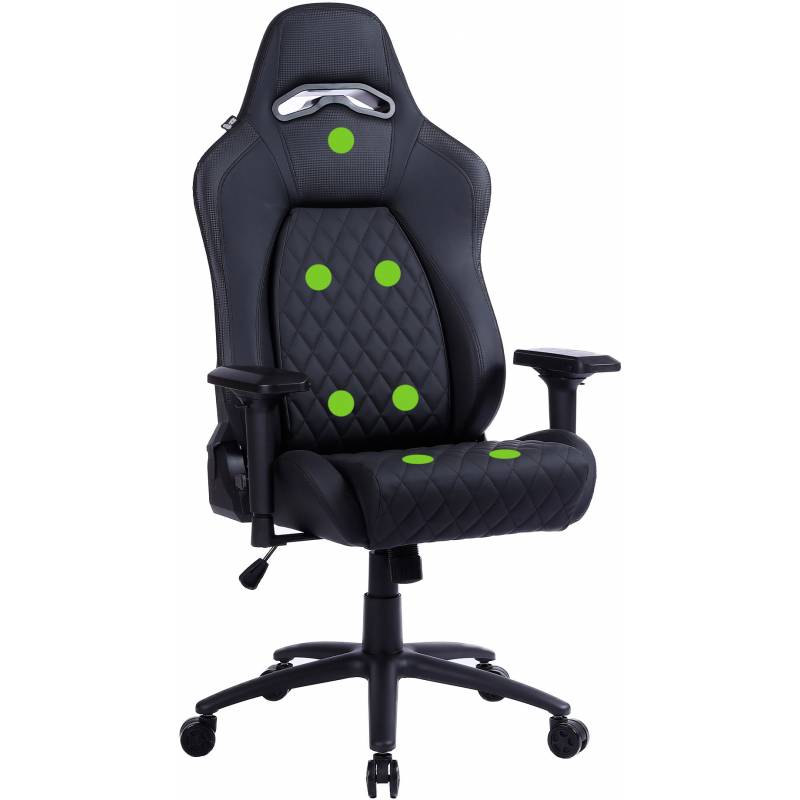 Кресло игровое Cactus с вибромассажем черный эко.кожа с окошком. крестов. черный главное фото