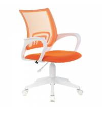 Кресло "Fly MG-396W", с подлокотниками, пластик белый, сетка, оранжевое, 532401, MG-396W_532401
