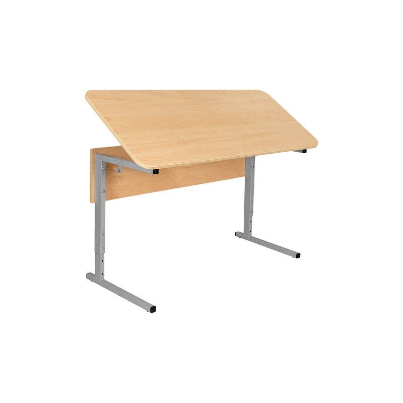 Стол-парта 2-местный, регулируемый угол, СУТ.55-01, 1200х500х520-640 мм, рост 2-4, серый каркас, ЛДСП клён главное фото