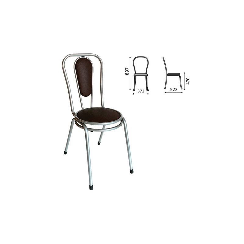 Стул для столовых, кафе, дома РС06, серебристый каркас, кожзам темно-коричневый главное фото