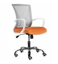 Кресло  "Wings MG-306", пластик белый, хром, сетка, серое/оранжевое, 532011