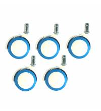 Упаковка бело-голубых колесиков на полиуретановой основе (5шт)