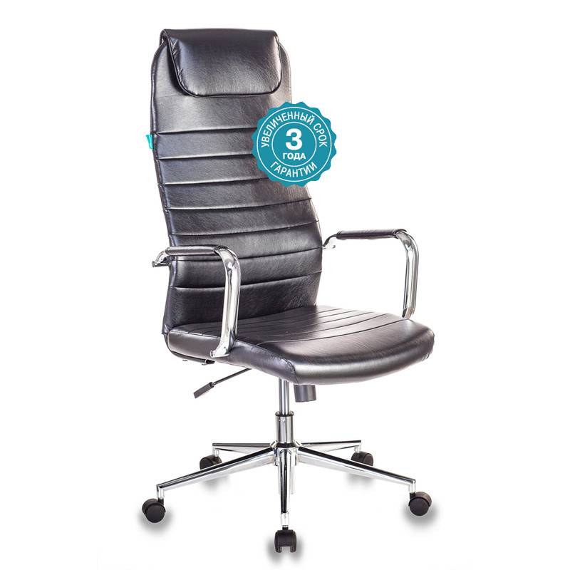 Кресло руководителя Бюрократ KB-9N/ECO/BLACK черный сиденье черный искусственная кожа крестовина хром колеса черный главное фото