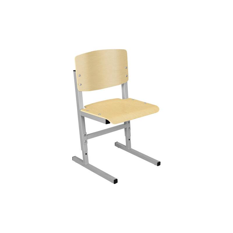 Стул ученический регулируемый СУТ.05-01, 400х375х660-740 мм, рост 4-6, серый каркас, фанера лак главное фото