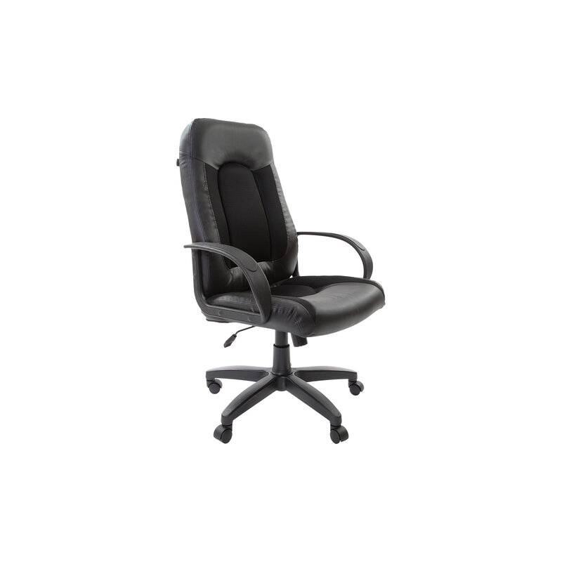 Кресло руководителя Strike EX-525, экокожа черная, ткань черная, TW главное фото