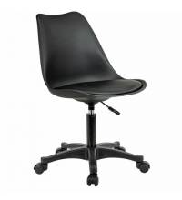Кресло стул  "Eames MG-310 PL", пластик черный, экокожа черная, 532927