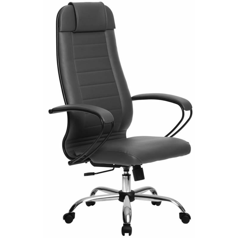 Кресло руководителя МЕТТА Комплект 28 Хром серое (перфорированная кожа) главное фото