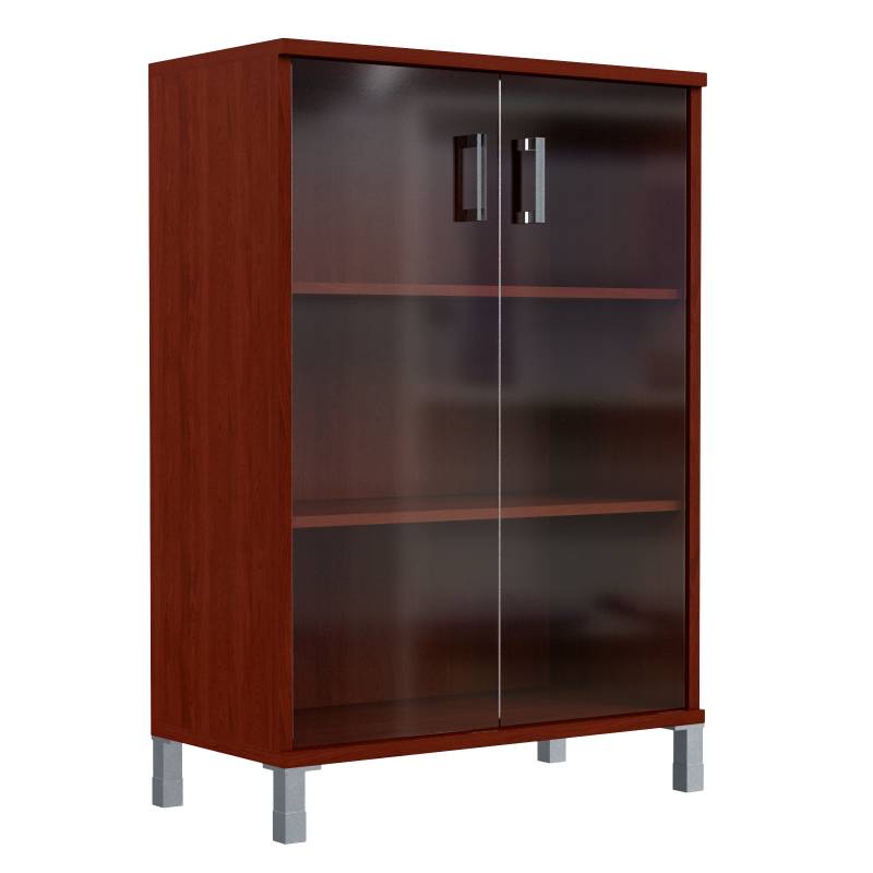 Шкаф средний со стеклянными дверьми B 420.8 Бургунди 900х450х1286  главное фото