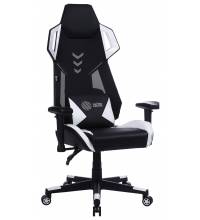 Кресло игровое Cactus CS-CHR-090BLW черный/белый эко.кожа/сетка крестов. нейлон