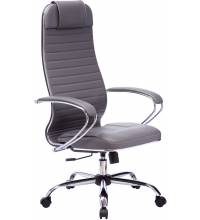 Эргономичное кресло руководителя Метта комплект 6 серая перфорированная кожа