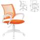 Кресло  "Fly MG-396W", с подлокотниками, пластик белый, сетка, оранжевое, 532401, MG-396W_532401. Фото товара с разных ракурсов.