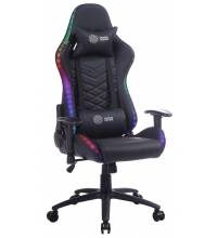 Кресло игровое Cactus с RGB-подсветкой черный эко.кожа с подголов. крестов. сталь