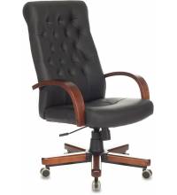 Кресло руководителя Бюрократ T-9928WALNUT/ECO черный эко.кожа крестов. металл/дерево