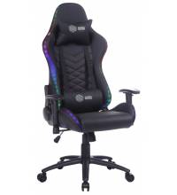 Кресло игровое Cactus с RGB-подсветкой черный/красный эко.кожа с подголов. крестов. сталь