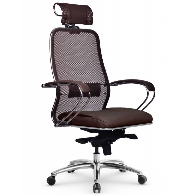 Кресло Samurai SL-2.04 (коричневая кожа/коричневая ткань-сетка) главное фото