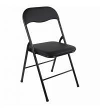 Стул складной для дома и офиса  "Golf CF-007", черный каркас, кожзам черный