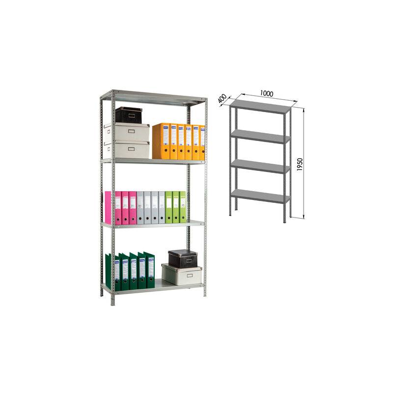 Стеллаж металлический ПРАКТИК "MS KD", сборная стойка, 1950х1000х400 мм, 4 полки, MS 200/100х40/4 главное фото