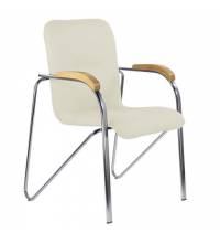 Кресло  "Samba CF-103", хром каркас, накладки "бук", кожзам бежевый, собрано