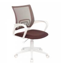 Кресло "Fly MG-396W", с подлокотниками, пластик белый, сетка, коричневое, 532398, MG-396W_532398